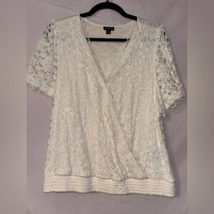 Torrid Ivory Lace Wrap Blouse